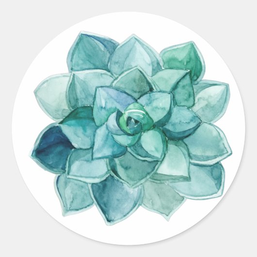 Succulent in waterverf ronde sticker (Voorkant)