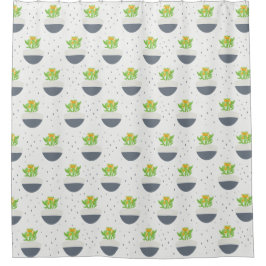 Succulent Kalanchoe Plant Mam Pattern Douchegordijn