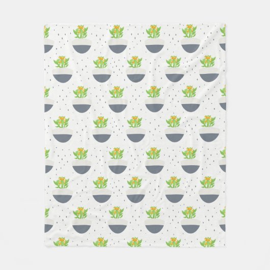 Succulent Kalanchoe Plant Mam Pattern Fleece Deken (Voorkant)