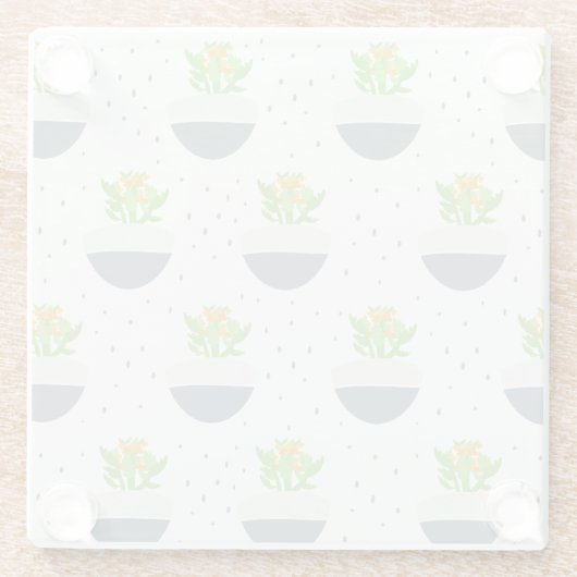 Succulent Kalanchoe Plant Mam Pattern Glazen Onderzetter (Achterkant)