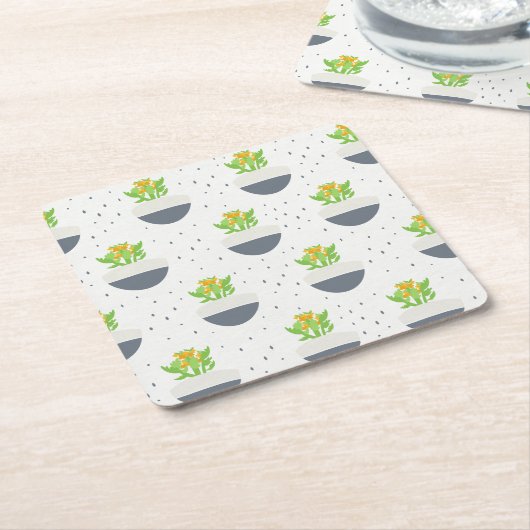 Succulent Kalanchoe Plant Mam Pattern Kartonnen Onderzetters (Schuin)