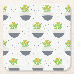 Succulent Kalanchoe Plant Mam Pattern Kartonnen Onderzetters
