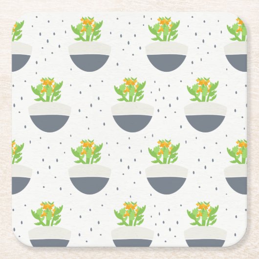 Succulent Kalanchoe Plant Mam Pattern Kartonnen Onderzetters (Voorkant)