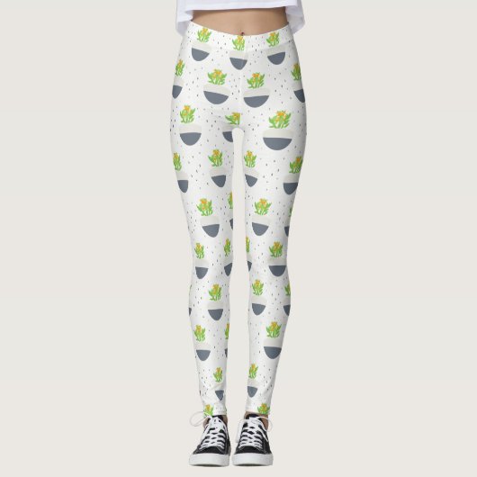 Succulent Kalanchoe Plant Mam Pattern Leggings (Voorkant)