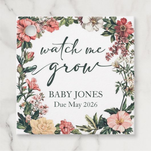 Succulent Kijk me groeien Baby shower gunst Label (Voorkant)
