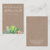Succulent Kraft Handmade Jewelry Earring Display Visitekaartje (Voorkant / Achterkant)