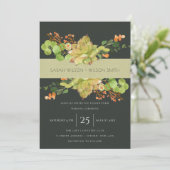 SUCCULENT KRAFT ORANJE FLORALE WATERVERF WEDING KAART (Staand voorkant)