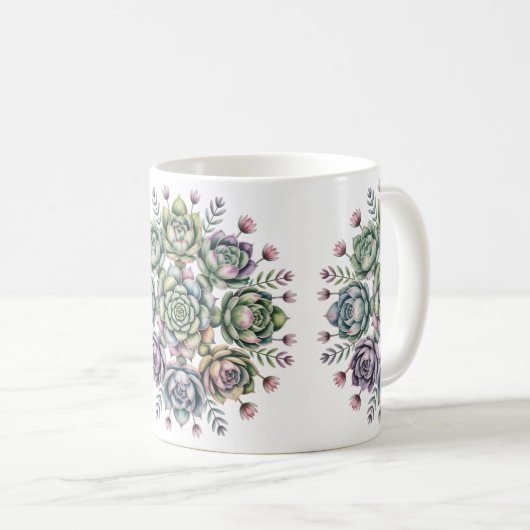 Succulent mandala pattern koffiemok (Voorkant rechts)