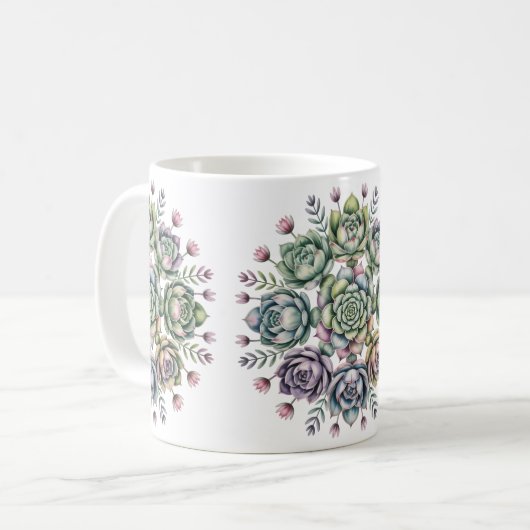 Succulent mandala pattern koffiemok (Voorkant links)