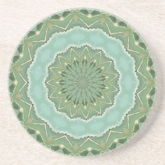 Succulent Mandala Zandsteen Onderzetter (Voorkant)