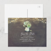 Succulent Mason Jar Rustic Save the Date Aankondigingskaart (Voorkant / Achterkant)