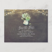 Succulent Mason Jar Rustic Save the Date Aankondigingskaart (Voorkant)