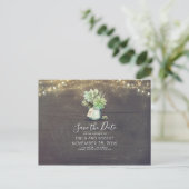Succulent Mason Jar Rustic Save the Date Aankondigingskaart (Staand voorkant)