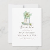 Succulent Mason Jar Save the Date Digital Download Feestdagenkaart (Voorkant)