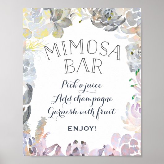 Succulent Mimosa Bar Sign Poster (Voorkant)