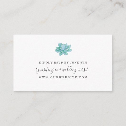 Succulent monogram bruiloft RSVP online Informatiekaartje (Voorkant)