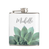 Succulent Monogram woestijnCactus Green Botanical Heupfles (Voorkant)