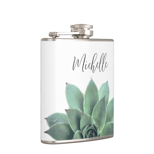 Succulent Monogram woestijnCactus Green Botanical Heupfles (Rechts)