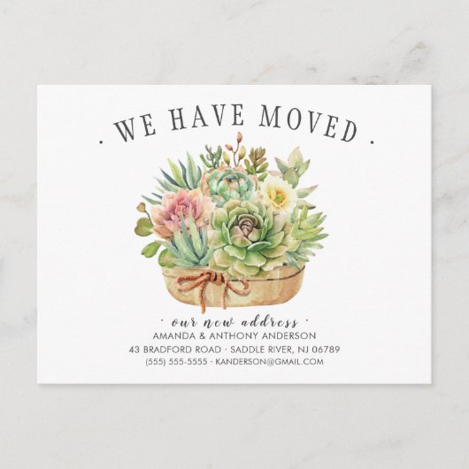 Succulent Moving Announge Aankondigingskaart (Voorkant)