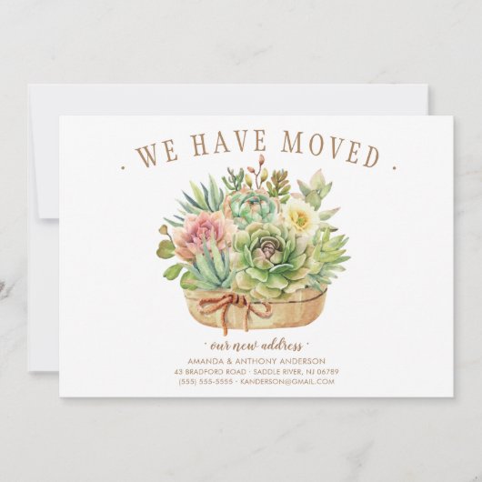 Succulent Moving Announge Kaart (Voorkant)