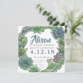 Succulent Natural Bridal Shower Invitation Kaart (Staand voorkant)