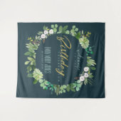 SUCCULENT NAVY FOLIAGE WATERVERF BIRTHDAY WELCOMY WANDKLEED (Voorkant (horizontaal))