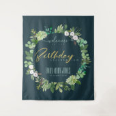 SUCCULENT NAVY FOLIAGE WATERVERF BIRTHDAY WELCOMY WANDKLEED (Voorkant)