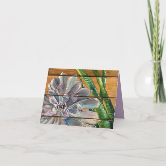 Succulent op hout kaart (Voorkant)