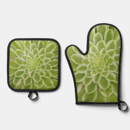 Succulent Oven Mitt en Pot Houder Ovenwant & Pannenlap Set