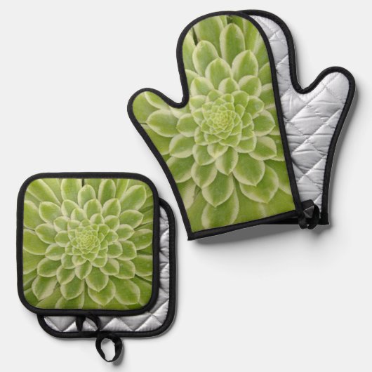 Succulent Oven Mitt en Pot Houder Ovenwant & Pannenlap Set (Voorkant / Achterkant)