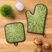 Succulent Oven Mitt en Pot Houder Ovenwant & Pannenlap Set (Top down)
