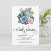 Succulent | Pastel Baby shower Kaart (Staand voorkant)