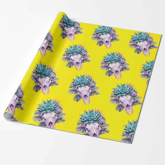 Succulent Pastel Decay Yellow Cadeaupapier (Uitgerold)