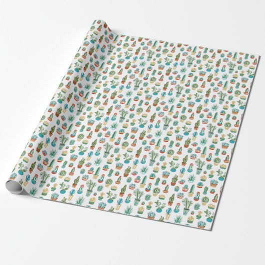 Succulent Patroon Cadeaupapier (Uitgerold)