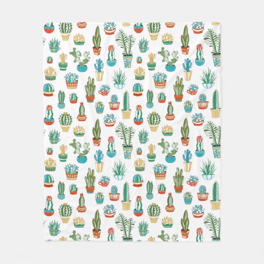 Succulent Patroon Fleece Deken (Voorkant)
