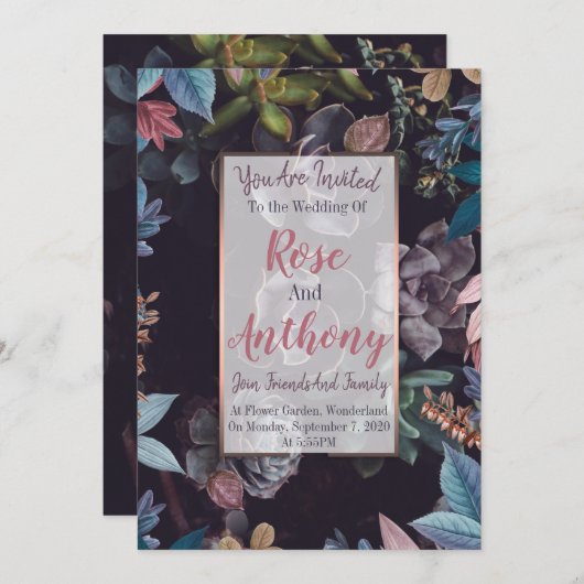 Succulent patroon kaart (Voorkant / Achterkant)