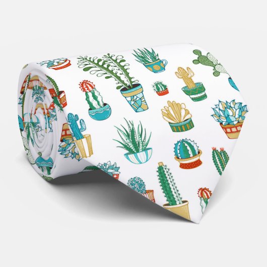 Succulent Patroon Stropdas (Opgerold)