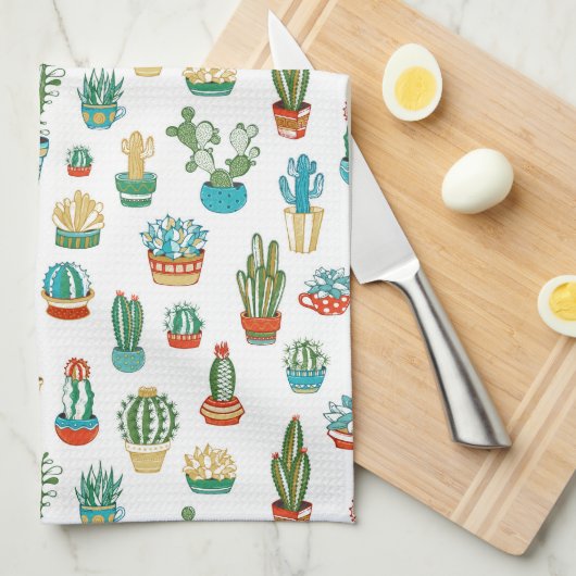 Succulent Patroon Theedoek (Quarter Fold)