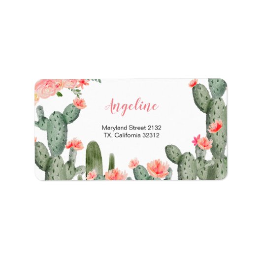 Succulent Peach Modern Address Label (Voorkant)
