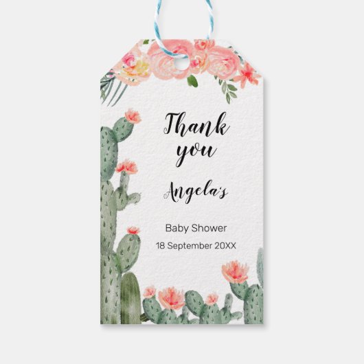 Succulent Peach Modern Dank u Label. Cadeaulabel (Achterkant)