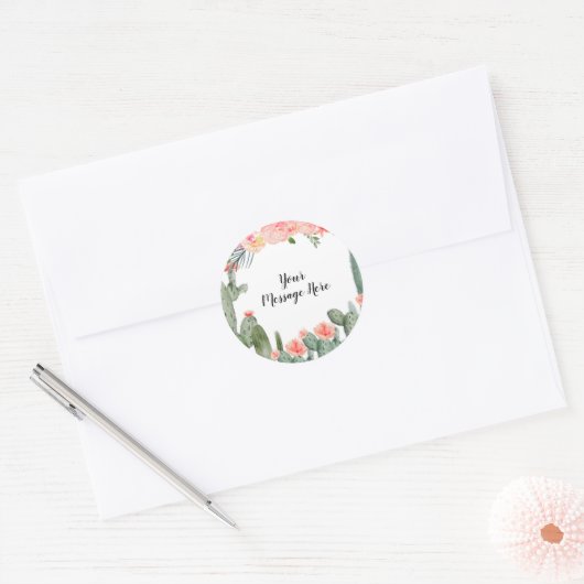 Succulent Peach Waterverf Message Sticker (Envelop)