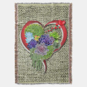 Succulent Plant decor binnen een hart Deken (Voorkant Verticaal)