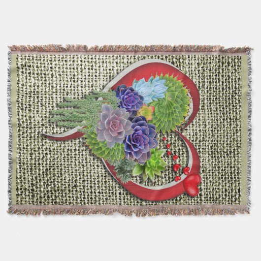 Succulent Plant decor binnen een hart Deken (Voorkant)