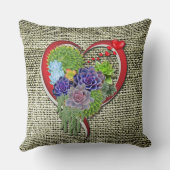 Succulent Plant decor binnen een hart Kussen (Achterkant)