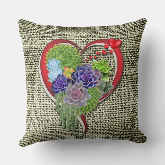 Succulent Plant decor binnen een hart Kussen (Achterkant)