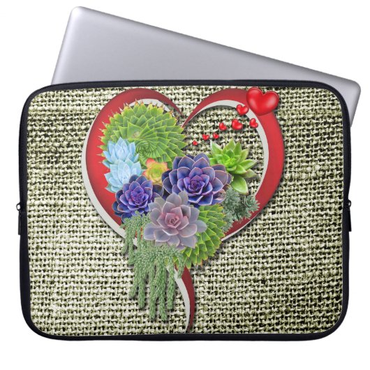 Succulent Plant decor binnen een hart Laptop Sleeve (Voorkant)