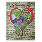 Succulent Plant decor binnen een hart Notitieboek (Voorkant)