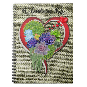 Succulent Plant decor binnen een hart Notitieboek