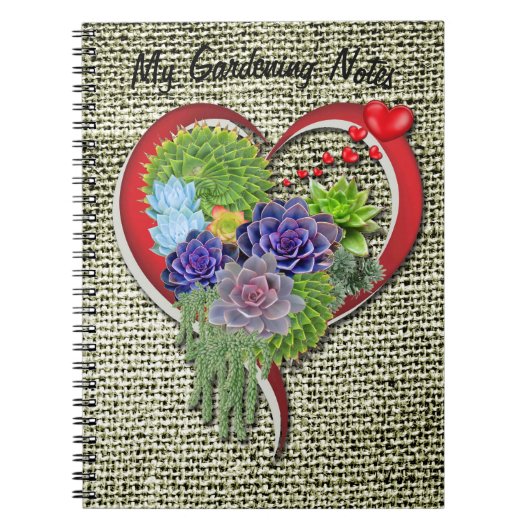 Succulent Plant decor binnen een hart Notitieboek (Voorkant)