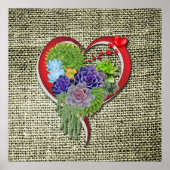 Succulent Plant decor binnen een hart Poster (Voorkant)